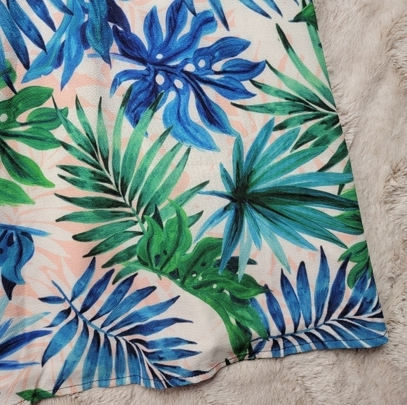 Free The Roses Tropical Palm Print Sleeveless Tie Shoulder Dress Size M - Picture 8 of 12